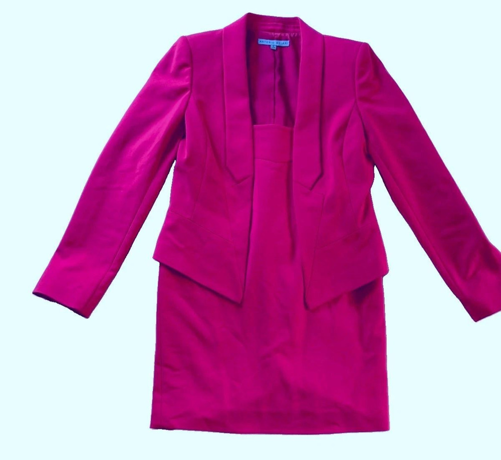 Antonio Melani Pink Modern Classic Fitted Skirt & Blazer Set Business Sz 2